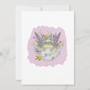 Cottagecore-Frosch-in-Teekanne-Illustration Einladung