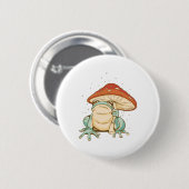 Cottagecore-Frosch mit Pilz Button (Vorne & Hinten)