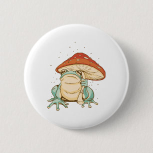 Cottagecore-Frosch mit Pilz Button