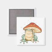 Cottagecore-Frosch mit Pilz Magnet (Vorderseite/Rückseite)