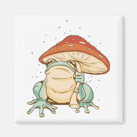 Cottagecore-Frosch mit Pilz Magnet (Vorne)