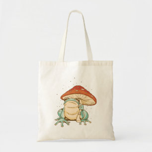 Cottagecore-Frosch mit Pilz Tragetasche