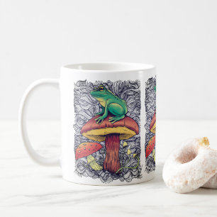 Cottagecore-Frosch mit Pilzdesign Kaffeetasse