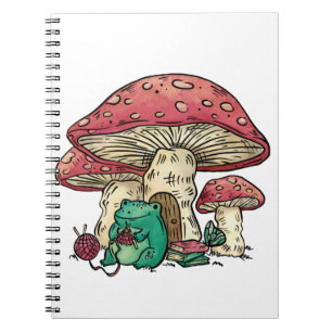 Cottagecore-Frosch mit Pilzhaus Notizblock