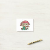 Cottagecore-Frosch mit Pilzhaus Post-it Klebezettel (Auf Schreibtisch)
