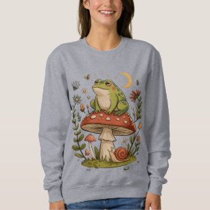 Cottagecore-Frosch-Pilz-Fliegenpilz-Mondwald Sweatshirt