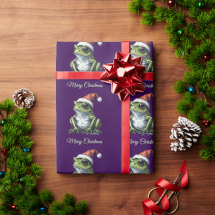 Cottagecore-Frosch-Weihnachten Vintage  Geschenkpapier