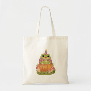 Cottagecore-Frosch-Zauberer-Halloween-Kürbis Tragetasche