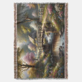 Cottagecore-Frühlingsbrücke Cottage-Szene Decke (Vorderseite Vertikal)