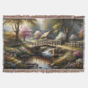 Cottagecore-Frühlingsbrücke Cottage-Szene Decke