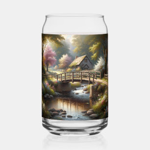 Cottagecore Frühlingsbrücke Cottage Szene Dosenglas