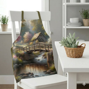Cottagecore Frühlingsbrücke Cottage Szene Schürze