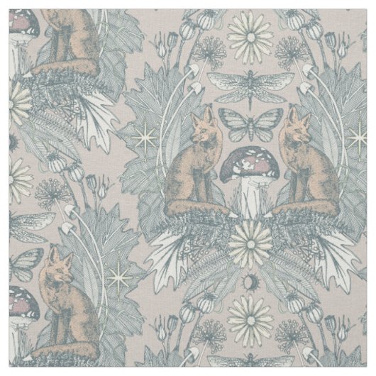 Cottagecore-Fuchs-Damaskus-Austerstaub Stoff (Muster)
