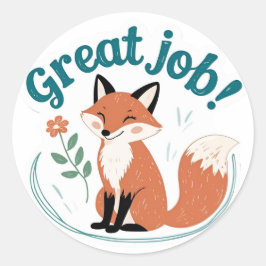 Cottagecore-Fuchs "Großartige Arbeit" Sticker-Set Runder Aufkleber
