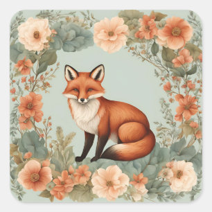 Cottagecore Fuchs Quadratischer Aufkleber