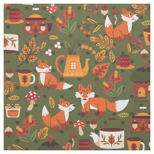 Cottagecore-Fuchs-Teeparty-Feengarten Stoff (Muster)