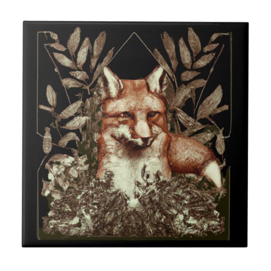 Cottagecore Fuchs Vintage Fliese (Vorderseite)