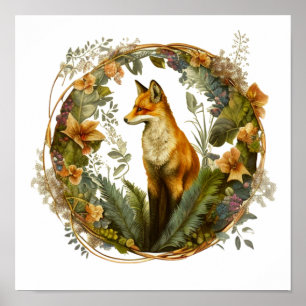 Cottagecore Fuchs Vintage Poster