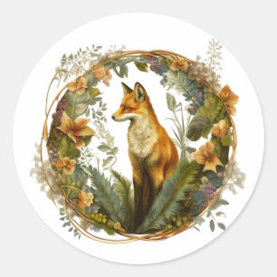Cottagecore Fuchs Vintage Runder Aufkleber