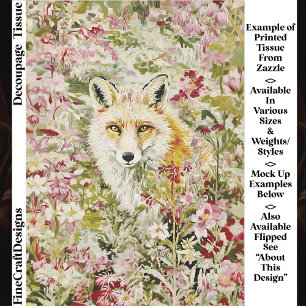 Cottagecore Fuchs, Wildblumenwiese EX4R Decoupage Seidenpapier