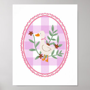 Cottagecore-Gans-Illustration - Süße Weiße Ente Poster