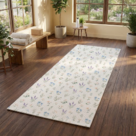 Cottagecore-Garten Blaue Wasserfarbe Wildblume Yogamatte