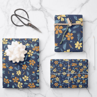 Cottagecore-Geschenkpapier-Set mit 3 flachen Bögen Geschenkpapier Set