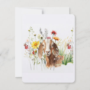 Cottagecore Glücks Steinbock Flat Card Dankeskarte