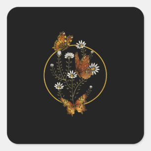 Cottagecore Goblincore Fairycore Grafik Blumen Bu Quadratischer Aufkleber