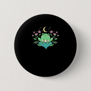 Cottagecore Goblincore Mond Blumen Wald Frosch Mu Button