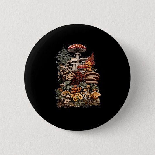 Cottagecore Goblincore Pilzesuche Button (Vorderseite)