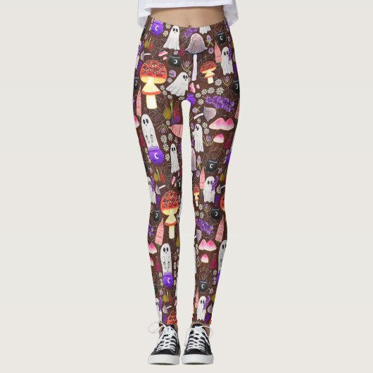 Cottagecore Halloween Ghouls Dark Leggings (Vorderseite)