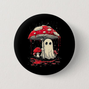 Cottagecore Halloween-Shirt Geist Pilz Gruselig Button