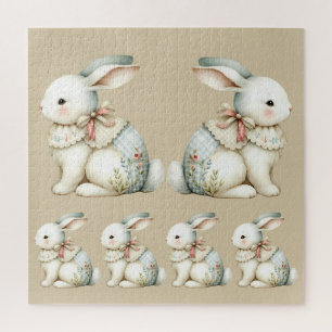 Cottagecore-Hasen-Charm-Babydecke Puzzle