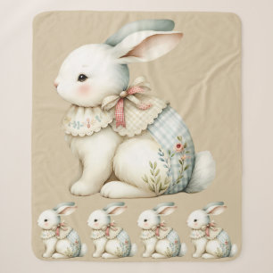 Cottagecore-Hasen-Charm-Babydecke Sherpadecke