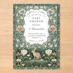Cottagecore-Hasen-Garten-Baby-Party Acryleinladungen