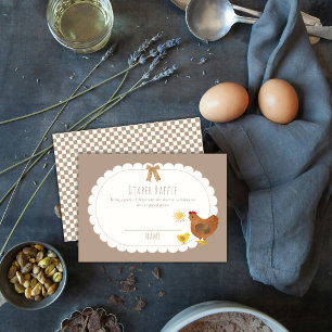 Cottagecore Henne Küken Windel Raffle Baby Shower Begleitkarte