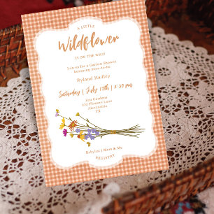 Cottagecore Herbst Wildblumen Gingham Babyparty Einladung
