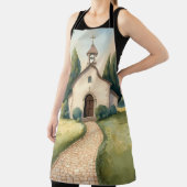 Cottagecore-Kapellenweg-Pastell-Landschaft Schürze (InSitu)