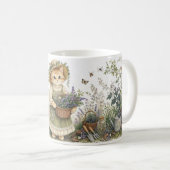 Cottagecore-Kätzchen-Lavendel-Gartenkunst Kaffeetasse (VorderseiteRechts)
