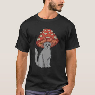 Cottagecore-Katzen Ästhetik Katze Pilz Hut T-Shirt