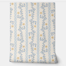 Cottagecore Kletter Blumenstreifen Blau & Weiß