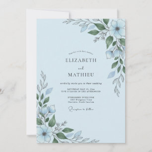 Cottagecore Kornblumen Blatt Hochzeit Einladung
