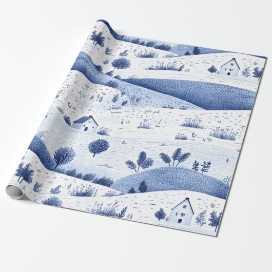 Cottagecore-Land-Toile-Muster Geschenkpapier (Ungerollt)