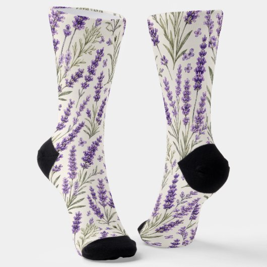 Cottagecore Lavendelzweig Botanik Socken (Gewinkelt)