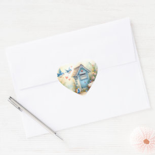 Cottagecore-Liebesbriefe-Blaue-Pfosten-Briefkasten Herz-Aufkleber