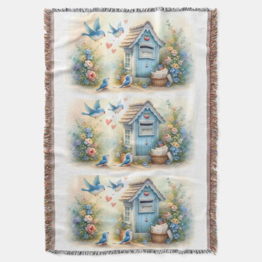 Cottagecore Liebesbriefe Blaue Postbox Decke (Vorderseite Vertikal)