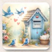 Cottagecore Liebesbriefe Blaue Postbox Getränkeuntersetzer (Vorderseite)