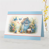 Cottagecore Liebesbriefe Blaue Postbox Karte (Gelbe Blume)