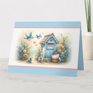 Cottagecore Liebesbriefe Blaue Postbox Karte